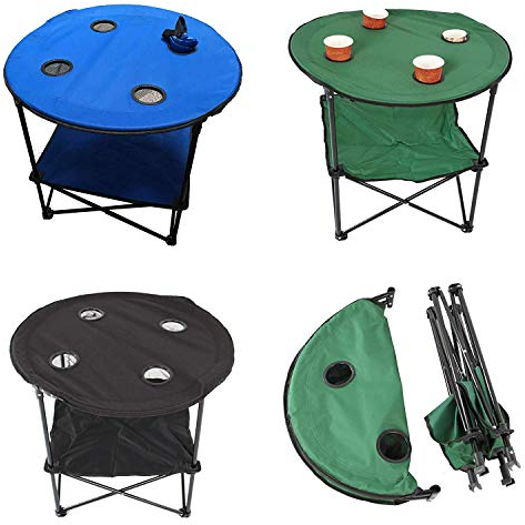 Anglertisch Klapptisch Campingtisch Tisch Koffertisch Strandtisch (Tisch rund), Farbe:Gruen