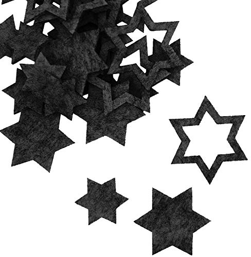 Oblique Unique® 24 Filz Sterne Weihnachtsdeko Tischdeko Weihnachten Deko 3 Motive - Farbe wählbar (Dunkelgrau)
