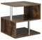 HOMCOM Wooden S Shape Cube Coffee Table 2 Tier Storage Shelves Organizer Office Bookcase Living Room End Desk Stand Display (Rustic Brown)