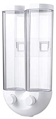 EUBEISAQI Wall Mounted Dry Food Dispenser Household 2-Grid Storage Kitchen Food Dispenser Grains Rice Bucket Wall-Mounted Storage for Home Kitchen