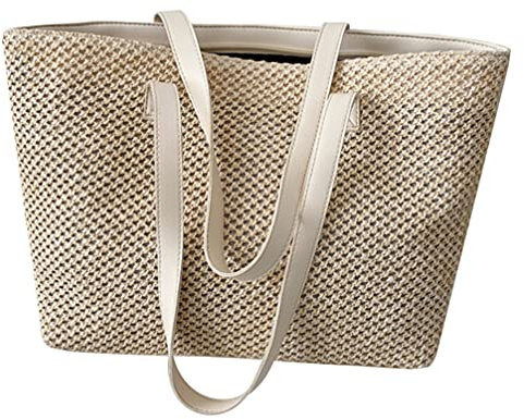 SOIMISS Große Gewebte Strandtasche Aus Stroh Für Damen Leicht Und Stilvoll Mit Ausreichend Platz Für Badeanzug Handy Und Mehr Für Reisen Und Alltag