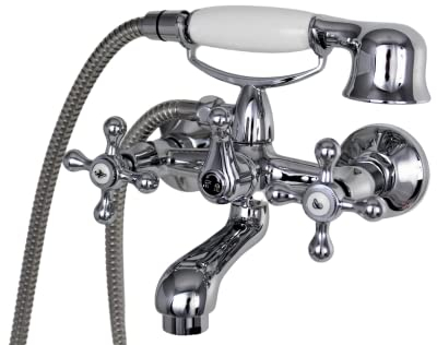 Badewannenarmatur Retro Zweigriff Armatur Nostalgie mit Retro Duschkopf