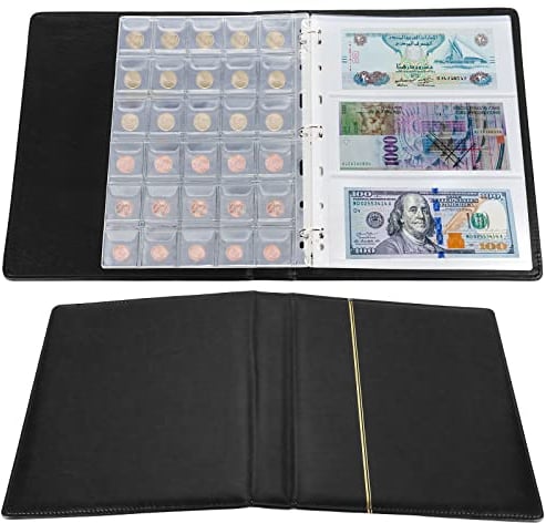 Fippy Album da Collezione di Monete e Banconote, compreso 150 Tasche Raccoglitore Monete da Collezione und 24 Tasche Porta Banconote da Collezione, per Collezionare Monete Banconote (nero)