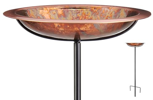 Good Directions Fired Copper Garden Pole Stake Style Ground Bird Bath, Small 13 Diameter
