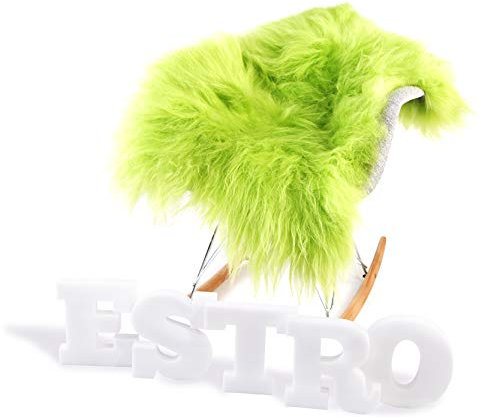 ESTRO | Echt ISLÄNDISCHER Schaffell Lammfell Teppich | Glänzend und luxuriös | Farbvielfalt ESI (Apfelgrün, 140 cm)