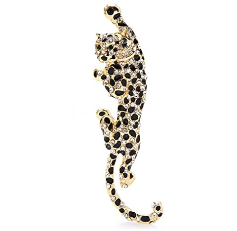 Stakee Klettern Leopard Brosche Strasssteine tierbroschen Frauen Email Revers Pin Vintage Pin Ornament Neujahr Geschenk