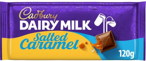 Cadbury Dairy Milk Salted Caramel Chocolate Bar, 120 g (Pack of 1) | Indulgent Treat, Smooth Milk Chocolate, Salted Caramel Centre, For Sharing & Gifting