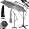 KESSER® Parasol en aluminium avec LED dispositif à manivelle, Protection UV, Aluminium, Tissu hydrofuge | Ombrelle | Protection solaire | Parasol de jardin | Parasol de marché |, 350cm, Gris clair