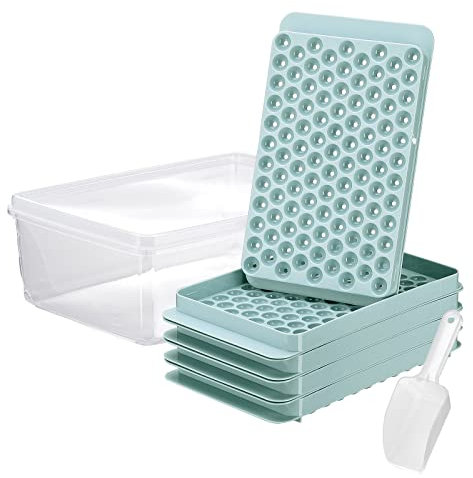 LUZLED Mini Ice Cube Trays, Ice Ball Maker Mold for Freezer with Container & Ice Scoop, 104 PCS Tiny Ice Cube Tray Crushed Ice Tray for Chilling Drinks Coffee Juice