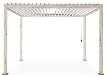 Decor Space Pavillon Ocean 3,6 x 3,6 Meter, Pergola mit Aluminiumgestell, schwenkbares Lamellendach, Garten und Veranda, Rustic-Weiß
