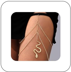 Atentuyi Mehrlagige Oberschenkelkette Punk Schlange Beinkette Gold Quaste Oberschenkelkette Elastischer Gurt Bikini Boho Körperkette Sommer Strand Schlange Beinschmuck Für Frauen Und Mädchen