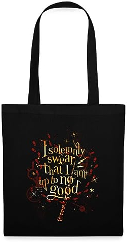 Spreadshirt Harry Potter I Solemnly Swear Spruch Stoffbeutel, One size, Schwarz