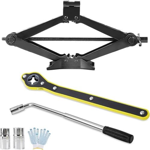 Trintion 2.5T Car Scissor Jack with Hand Crank and Ratchet Wrench 360° Activity Head and Wrench for Essential Auto SUV Lift Tool