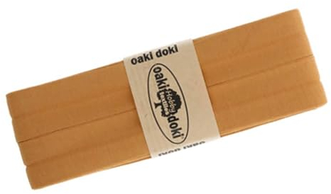 Schrägband Jersey 3m Breite 20mm Oaki Doki Tricot de Luxe Einfassband elastisch über 80 Farben, Farbe:senfbraun