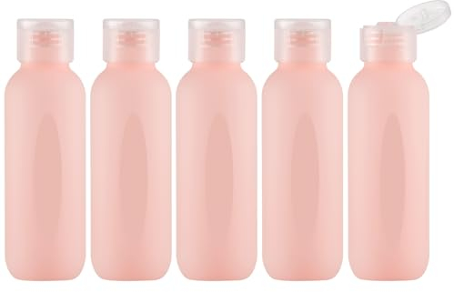 3.4 oz Travel Bottles for Toiletries, Empty Plastic Shampoo Bottle (5PCS) Small Size Container Tsa Approved (100ml, Pink)