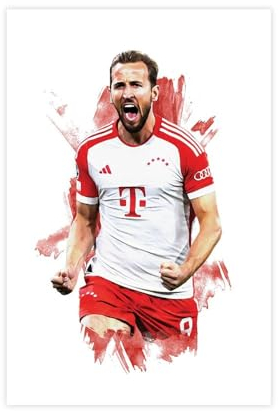 MAHWER Harry Kane – Fußballspieler-Poster, Leinwand-Poster, Wandkunst, Dekordruck, Bild, Gemälde für Wohnzimmer, Schlafzimmer, Dekoration, ungerahmt, 30 x 45 cm