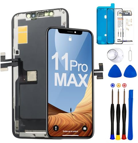 LMQ Pantalla de repuesto para iPhone 11 Pro Max de 6.5 pulgadas (A2161/A2220/A2218), pantalla LCD Full HD, digitalizador de pantalla táctil COF, montaje completo con kit de herramientas de reparación