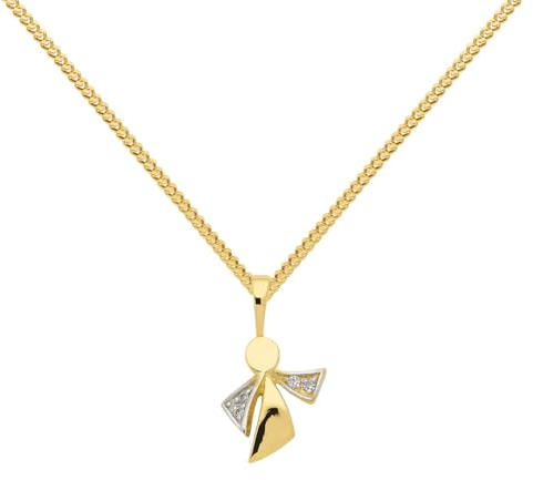 Anhänger Engel mit Zirkonia mit Kette 1,1 mm 333-8 Karat Gold, Kettenlänge:36 cm Kindergröße