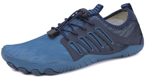AONEGOLD Men's & Women's Barefoot Water Shoes, Quick Dry Aqua Shoes, Blue, Size 10.5 UK