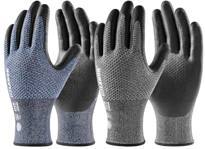 LANON Gartenhandschuhe für Herren, 2 Paar Nitrile Arbeitshandschuhe, Gr.M | Rutschfester Griff, Atmungsaktive B.COMB AIR-Technologie, Langlebig, Waschbar und Wiederverwendbar, Dusty Olive & Bluebird