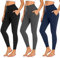 FuelMeFoot 3 Pack Leggings Damen mit Taschen High Waisted Leggins Blickdicht Bauchkontrolle Elastische Sportleggings Workout Yoga Gym.C2-Schwarz/Dunkelgrau/Navy Blau L/XL