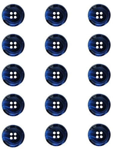 ftiemlovde 15 Stück 4 Loch Bunte Knöpfe zum Annähen Selber Machen Basteln(Blau 25mm)