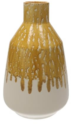 Keyhomestore- Vaso anfora in ceramica giallo ocra H 28 x D 17 cm – decorazione da interno per fiori, piante secche, mensole e mobili. Vaso per Piante, Fiori. Idea Regalo per amici e Parenti.