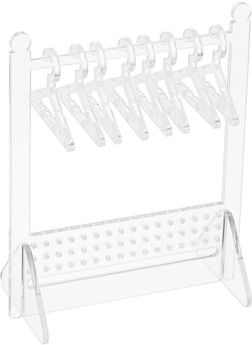 PATIKIL 1 Set Ohrringhalter mit 8 Kleiderbügeln, Acryl Ohrringhalter Organizer Ständer Mini Kleiderbügel Ohrring Display Ständer Garderobe mit 48 Löchern, Transparent