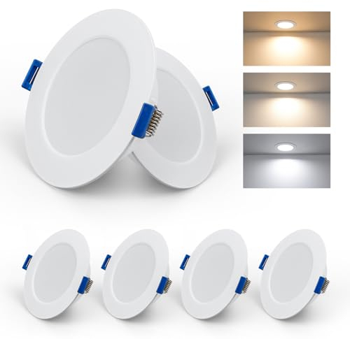 Ketom 5W Einbaustrahler LED 230V Flach, Einbau LED Spots Eckenleuchte LED, IP44 Ultra Slim Deckenspots Weiß, Warmweiß Neutralweiß Kaltweiß Einbauleuchten Decke LED für Badezimmer Küche, 6er Set