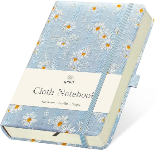 ipoul B6 Notizbuch, Blumenstoff-Journal, Schreibnotizbuch für Frauen, 5x7 liniertes Notizbuch & Skizzenbuch, flachliegendes Hardcover-Notizbuch, kleines Skizzenbuch, Gänseblümchen-Geschenke für