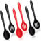 NVGVUP 6 Pcs Silicone Spoons for Cooking, Non-Stick Serving Spoon Black Red, One-Piece Cooking Spoon with Hanging Holes, Silicone Kitchen Utensils for Kitchen Cooking Baking Stirring
