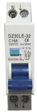 IONQXIDLD Disjoncteur à Courant résiduel 1P + N 16A 6KA, Protection Contre Les surintensités et Les fuites, Compact 18mm, DZ47LE-T1