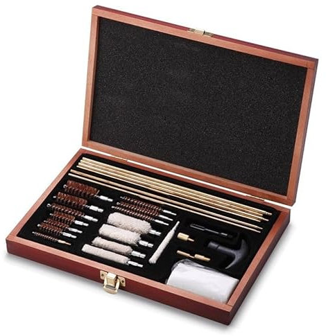 Kit de limpieza de todos los calibres en caja de madera | Baquetas de limpieza Ecommur para Armas de Aire comprimido (Pistolas, carabinas, Rifles y escopetas de balines o perdigones)