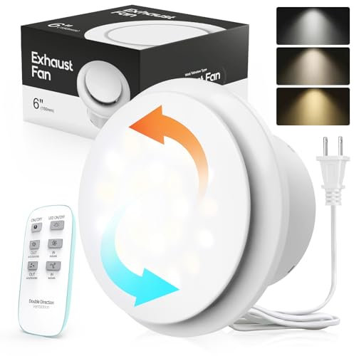 Bathroom Exhaust Fan with Light, Upgraded 2 Way & 2Speed Bathroom Vent Fan Light with Remote Energy Saving Household Ventilation Fans, Ceiling Wall Mount for Kitchen Garage(6inch)