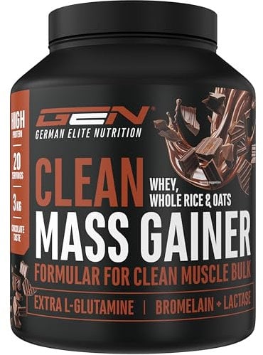 Clean Weight Gainer - 3 kg - Avec glucides complexes & protéines - Idéal pour la phase de masse - Poudre pour la prise de masse et la prise de poids - Goût Chocolat