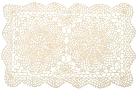 QUARKZMAN 17x11 pollici Centrini all'Uncinetto Fatti a Mano, Tovagliette in Poliestere Cotone Tovagliette Uncinetto Rettangolari per Feste Cucina Tavolo Pranzo, Beige