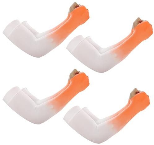 Supmovo Refrigeración UV mangas tatuaje cubierta para mujeres hombres ciclismo golf ciclismo, Degradado Naranja, L