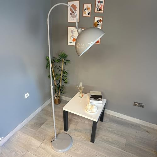 bamyum Gorkiede Metall, Moderne, Stehlampe Wohnzimmer, Schlafzimmer, Kinderzimmer mit E27 Fassung, 30 cm Breit, verstellbarer Lampenschirm, Stehleuchte, Grau