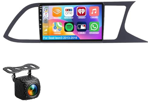 Autoradio Android 14 per Seat leon 3 2013-2018 con CarPlay wireless/Android Auto Touch Screen da 9 pollici Radio Bluetooth 5.0 Navigazione GPS WiFi DSP Controllo del Volant + Telecamera Posteriore(S-2