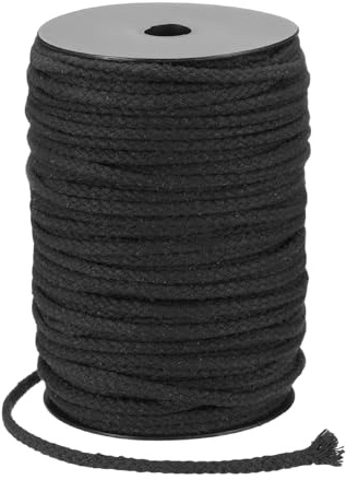 sourcing map Cordon tressé en coton naturel fait à la main pour suspension de plantes, tenture murale, attrape-rêves, artisanat, décoration d'intérieur, 5 mm x 89,9 m, noir