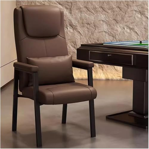 Büro-schreibtischstühle Mit Lendenwirbelstütze, Ergonomische Stühle Mit Hoher Rückenlehne Und Gepolstertem Kissen, Ledersessel Accent Chair Moderne Wannenstühle Für Das Woh, Brown, One Size