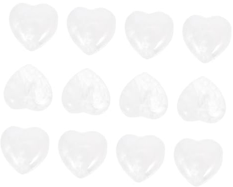 ELAYARD 12 Stück Teiliges Herzförmige Natürliche Steinornamente Weißer Quarz Halbedelsteine Deko Für Zuhause Geschenk Schmuckkunsthandwerk