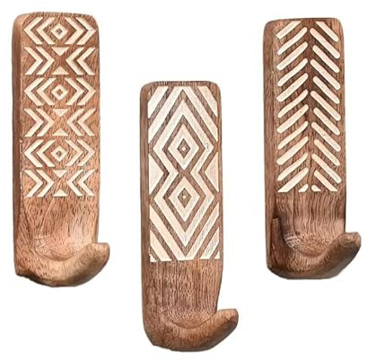 Pitycbo Paquete de 3 Ganchos de Pared de Madera para Decoración Del Hogar, Gancho para Sombreros Y Toallas.
