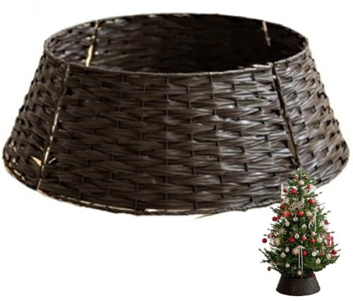 Ppmter Collare per Albero di Natale, Base per Cestino in Vimini Artificiale Fatto a Mano per Albero di Natale, Decorazione Natalizia per Le Feste