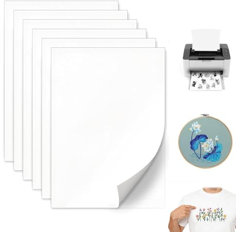 A4 (29,7x21cm) Estabilizador de Bordado Autoadhesivo,6 Hojas Autoadhesivo Soluble en Agua Papel de Bordar Imprimible Estabilizador De Tela para Imprimir o Dibujar Patrones,Bordar a Mano y a Máquina