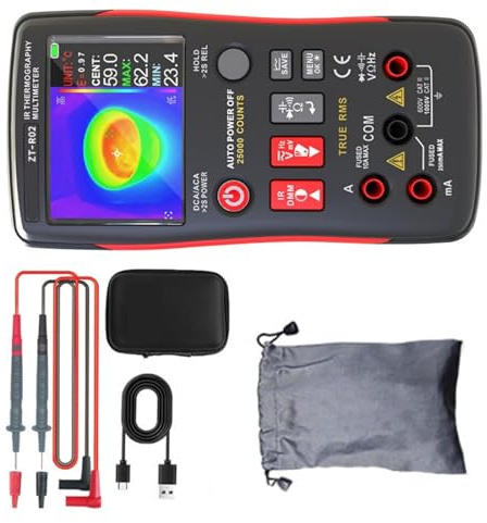 Multimètre d'imagerie thermique avec analyse de distribution de chaleur en direct pour diagnostic de bâtiment Multimètre d'imagerie thermique avec mesure de température de haute précision