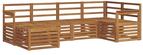 vidaXL 8-teiliges Sofa-Set aus natürlichem Akazienholz, massiv, für Garten und Terrasse, moderne Möbel, minimalistische Sitze, wetterfestes Sofa