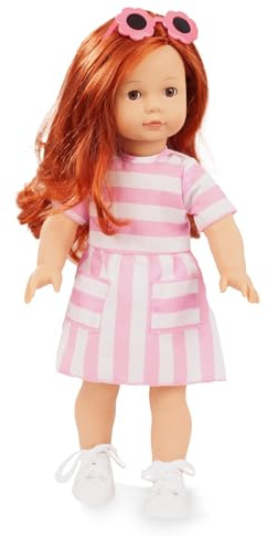 Götz 2690347 Precious Day Girl Julia Summer Puppe 46 cm Stehpuppe | 7-tlg, für Kinder ab 3 Jahren, lange rote Haare, braune Schlafaugen, Outfit mit Sommerkleid, frisierbar, Weichkörper