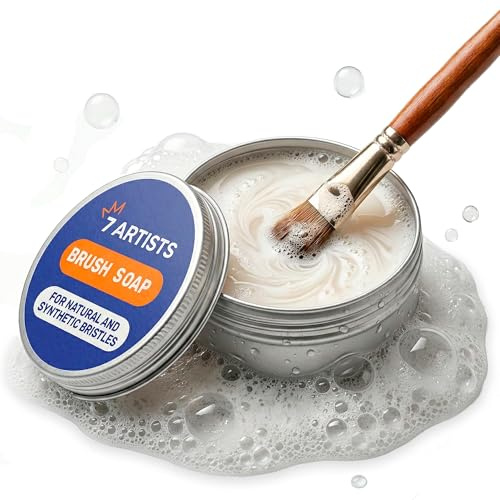 Pinselseife 60 g für Künstler- & Make-up Pinsel – Pinselreiniger für Kosmetik & Acrylfarben, Ölfarben, Aquarell | Brush Cleaner für Naturhaar & Synthetik Borsten | Schminkpinsel Reiniger | Brush Soap