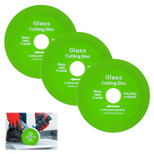 3 PCS Glass Cutting Disc Set,Tile Cutting Blade 115MM,Tile Cutting Disc for Angle Grinder for for Rock Slabs Ceramics Glass Marble,Diamond Cutting Discs for Angle Grinder